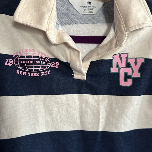 H&M size 8/10 cropped rugby shirt - Picture 2 of 3